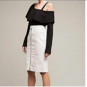 Postmark (Anthropologie) Asymmetrical Ruffle Long Sleeve Black Top Size XSmall